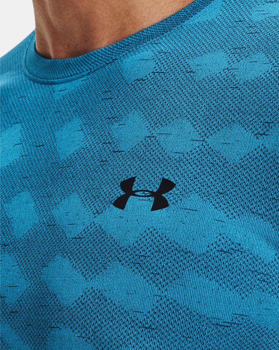 Men's UA Seamless Radial Short Sleeve in Blue image number 3